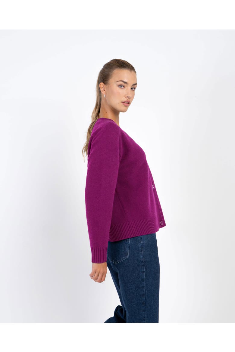 Merino Boxy Cardigan, Alternate, color, Damson
