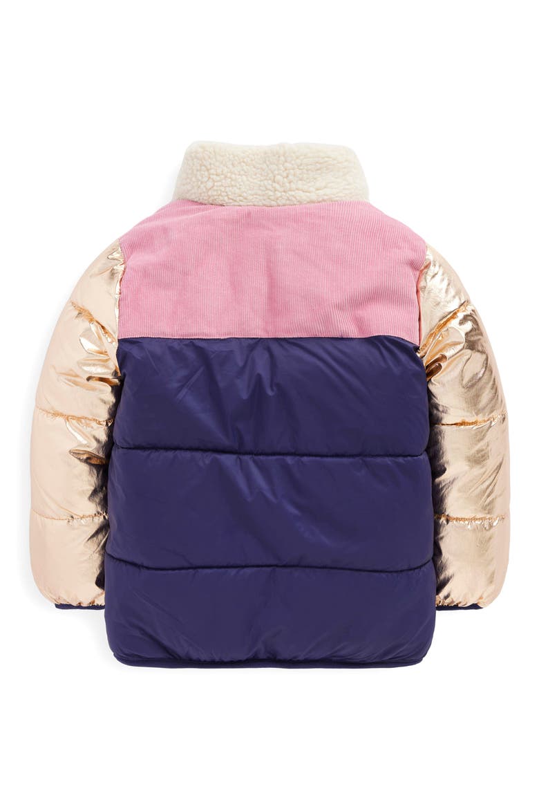 Kids' Cozy Corduroy Puffer Jacket, Alternate, color, METALLIC COLOURBLOCK