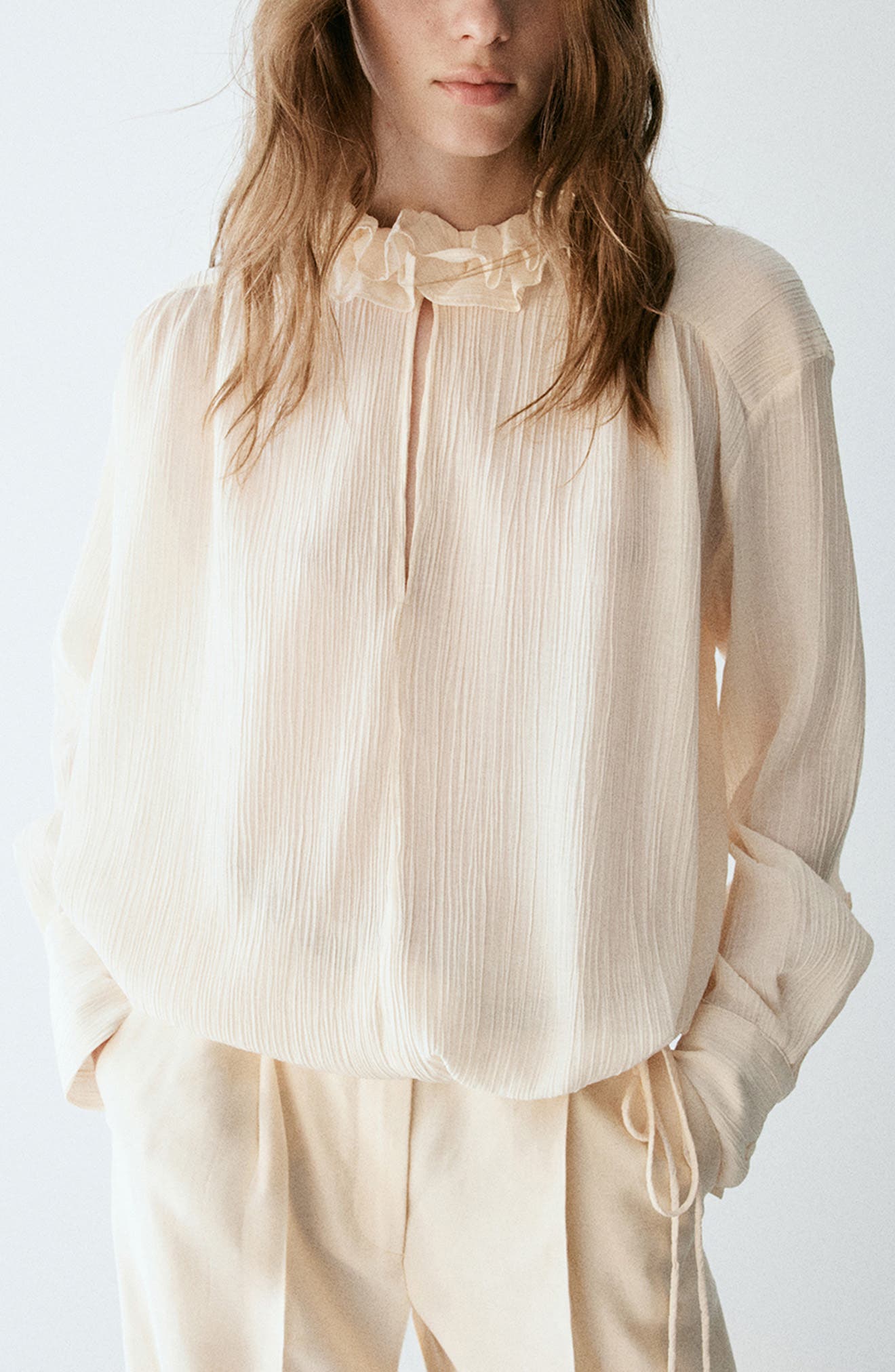 MANGO Ruffle Neck Flowy Top (Women) | Nordstrom