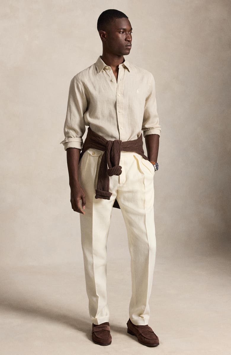 Polo Ralph Lauren Classic Fit Linen Button-Down Shirt, Alternate, color, Stoneware Grey