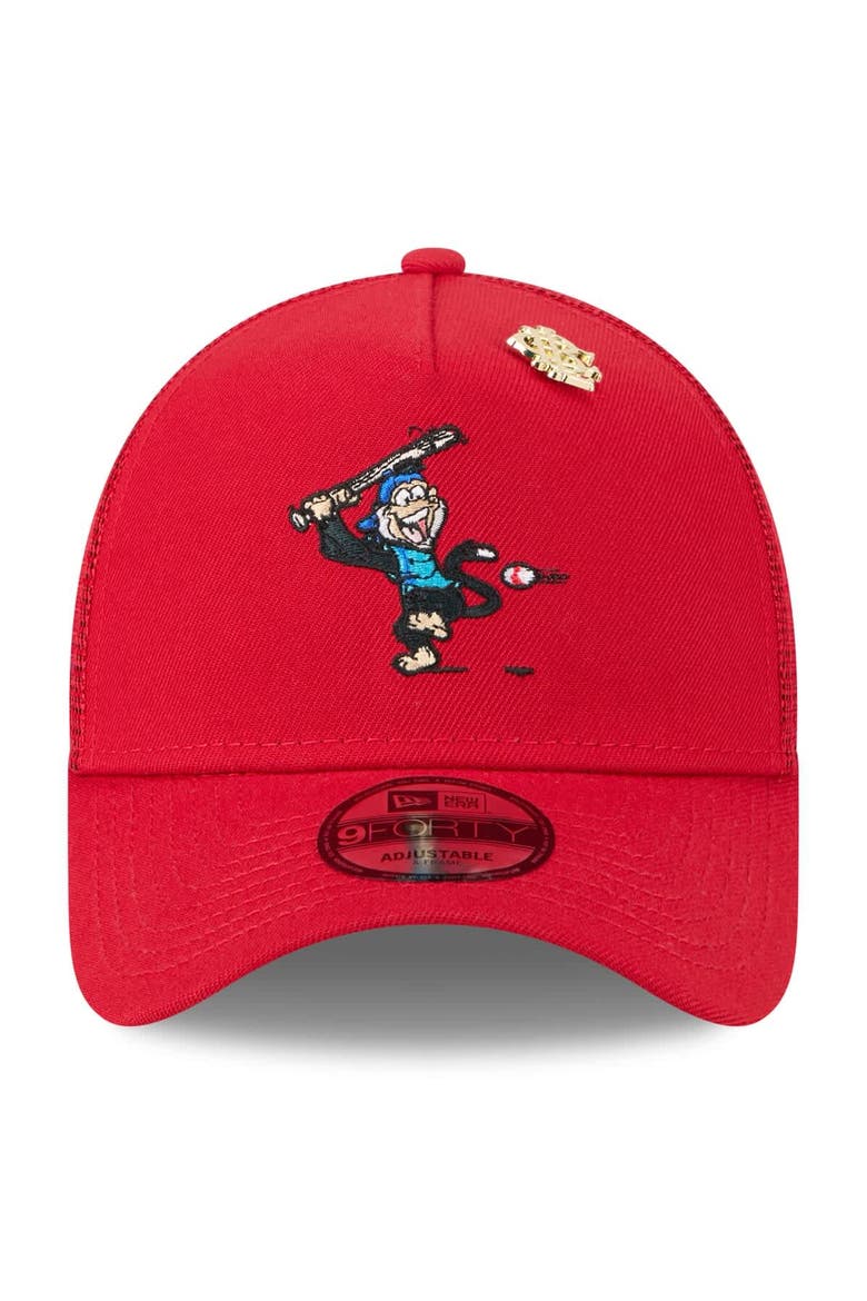 Men's New Era  Red Los Angeles Angels 2025 Big League Chew A-Frame 9FORTY Adjustable Trucker Hat, Alternate, color, Red