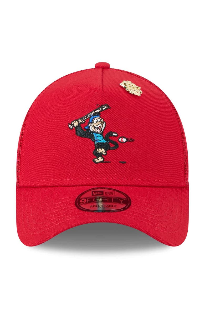 New Era Men's New Era  Red Los Angeles Angels 2025 Big League Chew A-Frame 9FORTY Adjustable Trucker Hat, Alternate, color, Red