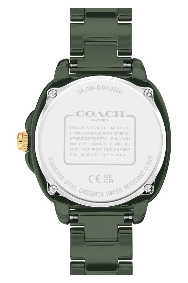 Kitt Crystal Bezel Ceramic Bracelet Watch, 34mm, Alternate, color, GREEN
