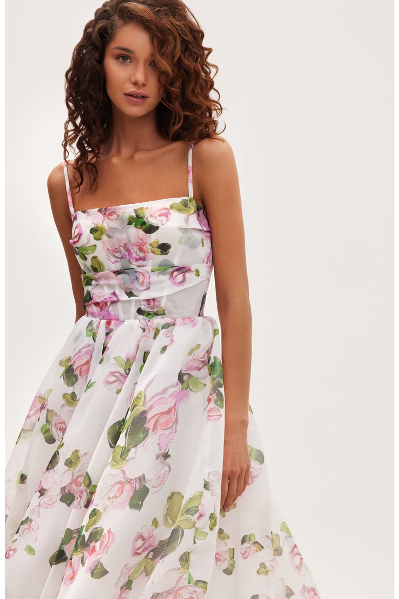 Spaghetti Strap Midi Dress With A Floral Print, Alternate, color, Apple Blossom