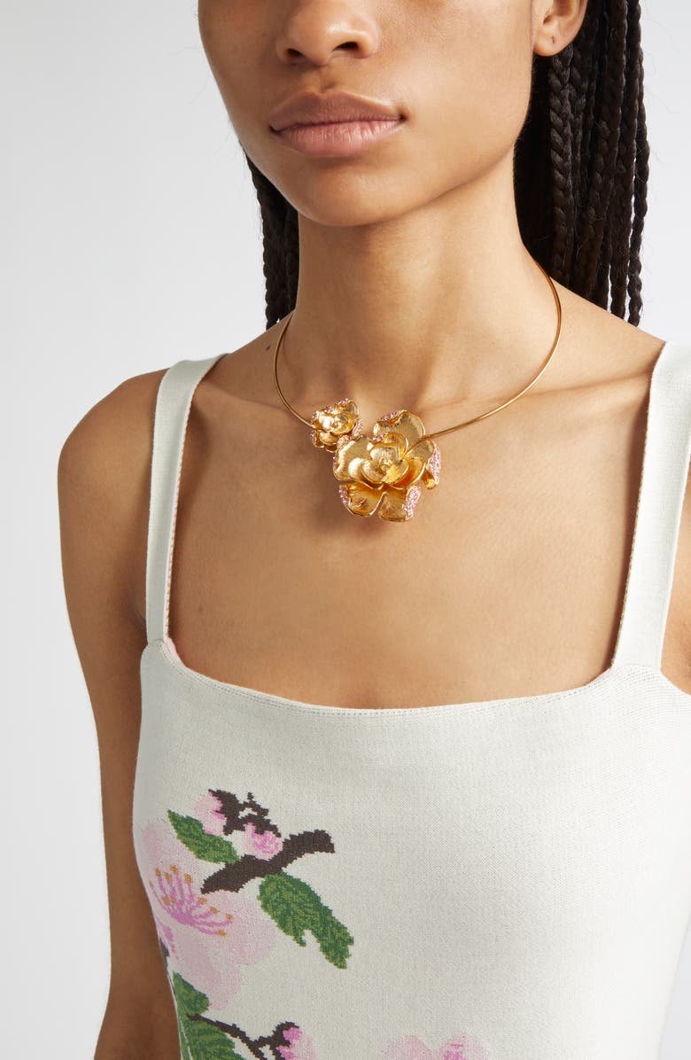 Oscar de la Renta Double Rose Necklace, Alternate, color, Rose