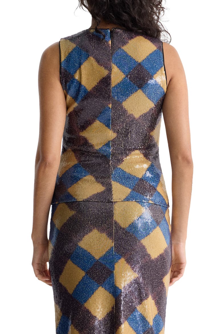 Tanselle Buffalo Plaid Sequin Shell, Alternate, color, BUFFALO PLAID MID CARAWAY