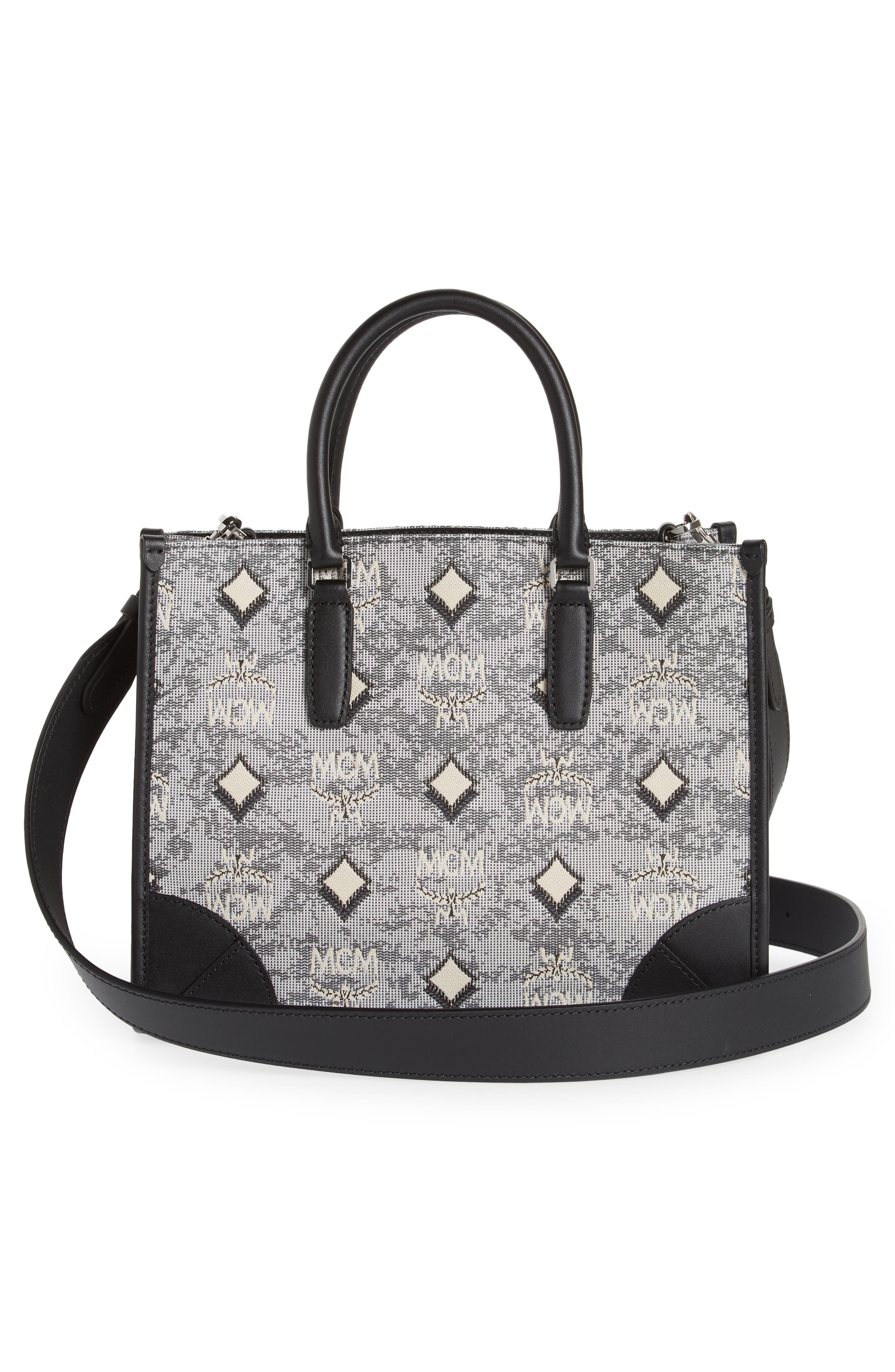 MCM Small Vintage Jacquard Tote, Alternate, color, 