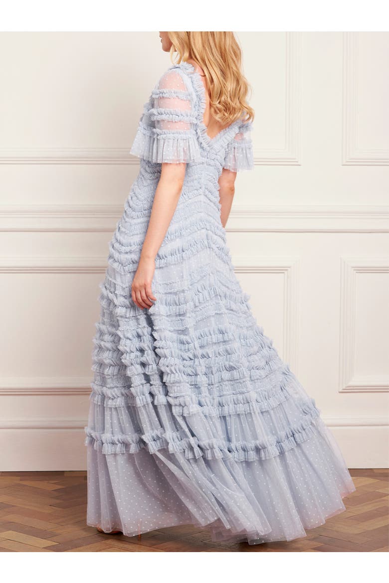 Amara Ruffle Gown, Alternate, color, Skylight