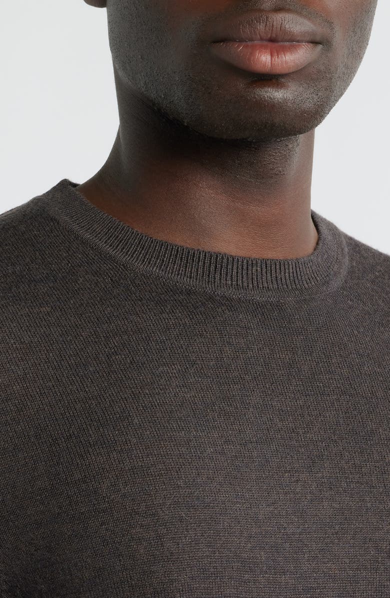 Nordstrom Italian Merino Wool Crewneck Sweater, Alternate, color, Brown Dark Heather