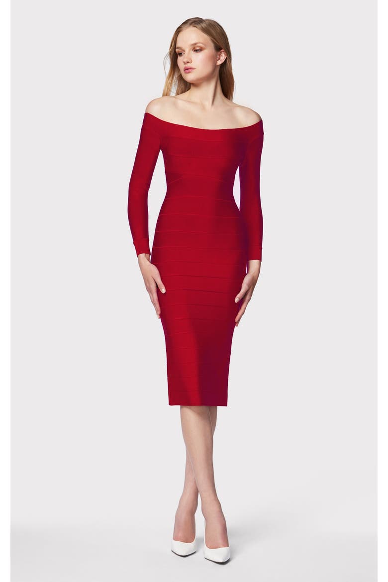 Icon Scoop Neck Midi Dress, Main, color, CHERRY