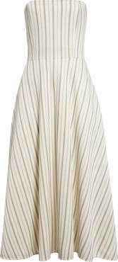 Max Mara FERVIDA ストライプコットン＆リネンビスチェドレス Max Mara Fervida Stripe Bustier Cotton & Linen Midi Dress