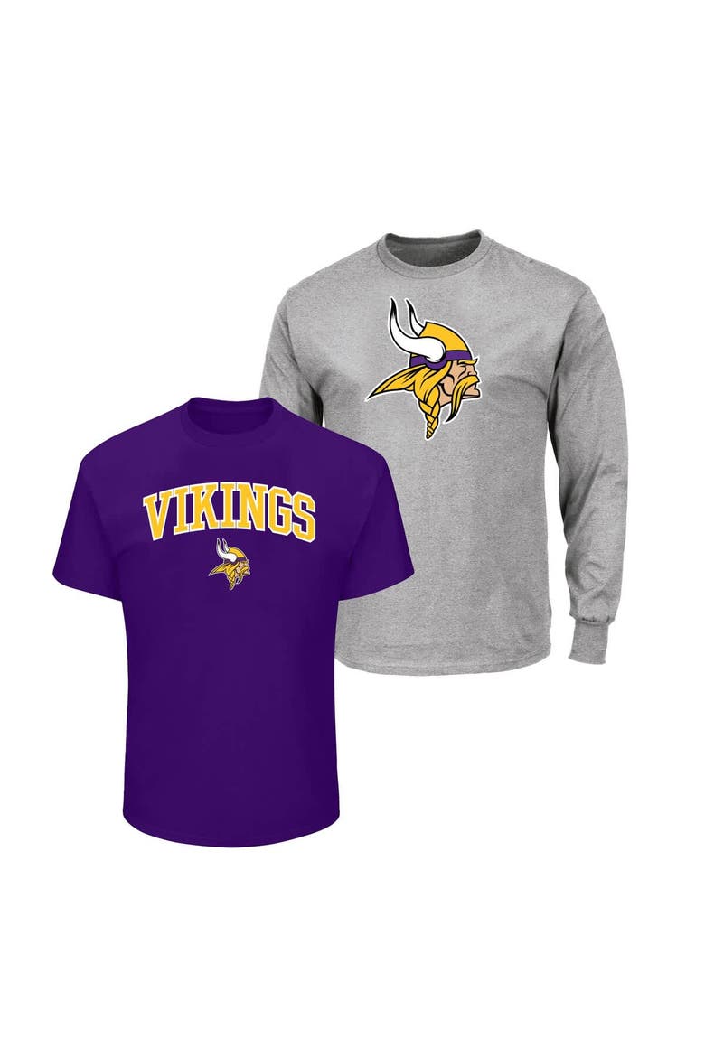 Men's Fanatics  Purple/Heather Gray Minnesota Vikings Big & Tall 2-Pack T-Shirt Set, Main, color, Purple