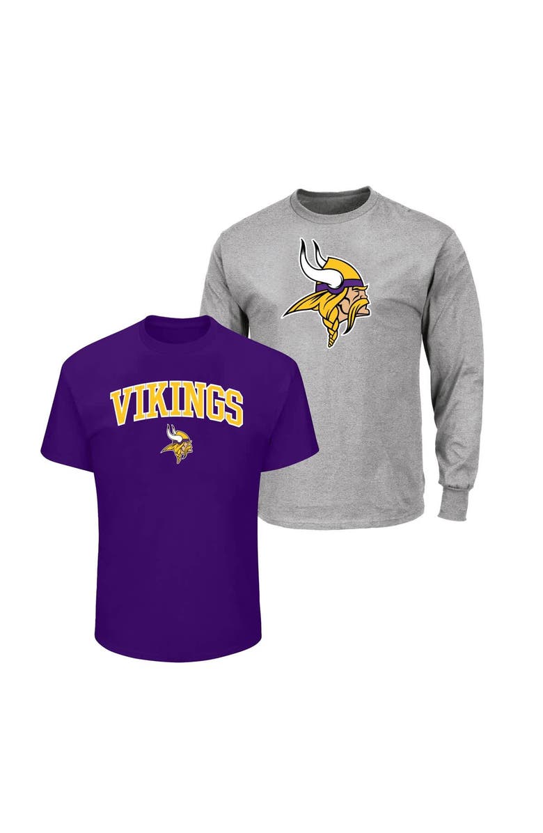 FANATICS Men's Fanatics Purple/Heather Gray Minnesota Vikings Big & Tall 2-Pack T-Shirt Set, Main, color, Purple