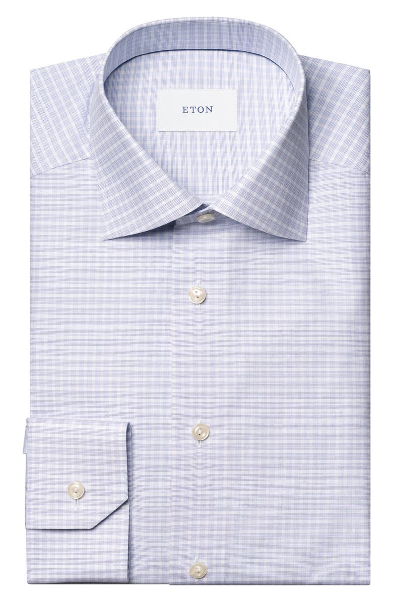 Eton Slim Fit Check Fine Cotton Twill Dress Shirt, Alternate, color, Medium Purple