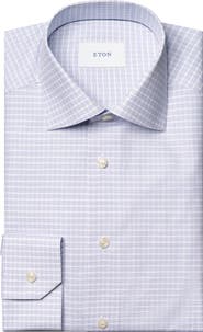 Eton Slim Fit Check Fine Cotton Twill Dress Shirt