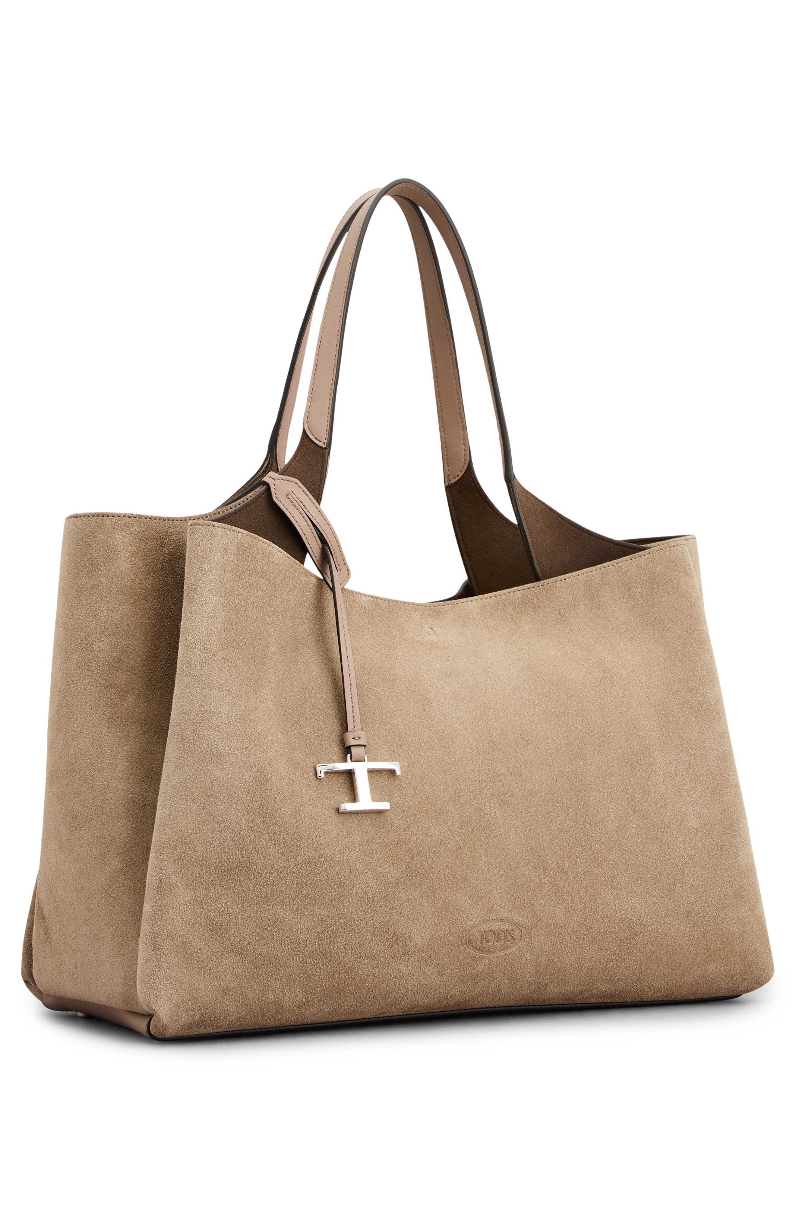Tod's Apa 2 Suede Top Handle Bag, Alternate, color, Creta Chiaro