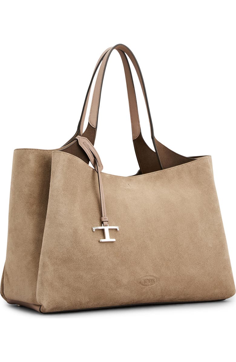 Tod's Apa 2 Suede Top Handle Bag, Alternate, color, Creta Chiaro