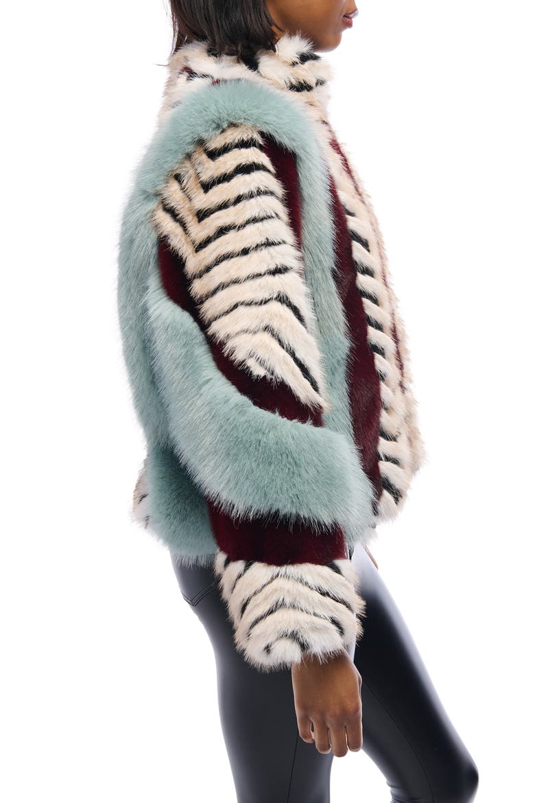 Mixed Faux Fur Coat, Alternate, color, BLUE