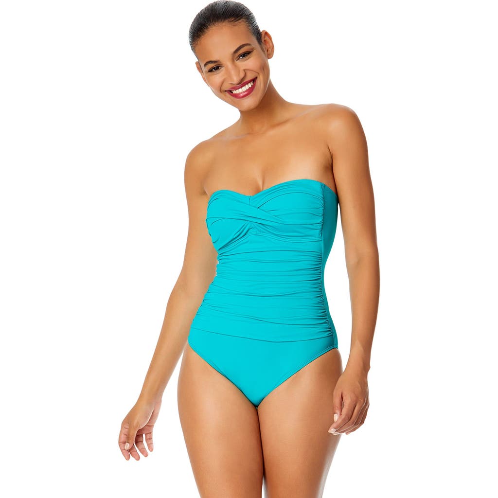 ANNE COLE TWIST FRONT SHIRRED ONE PIECE SWIMSUIT
