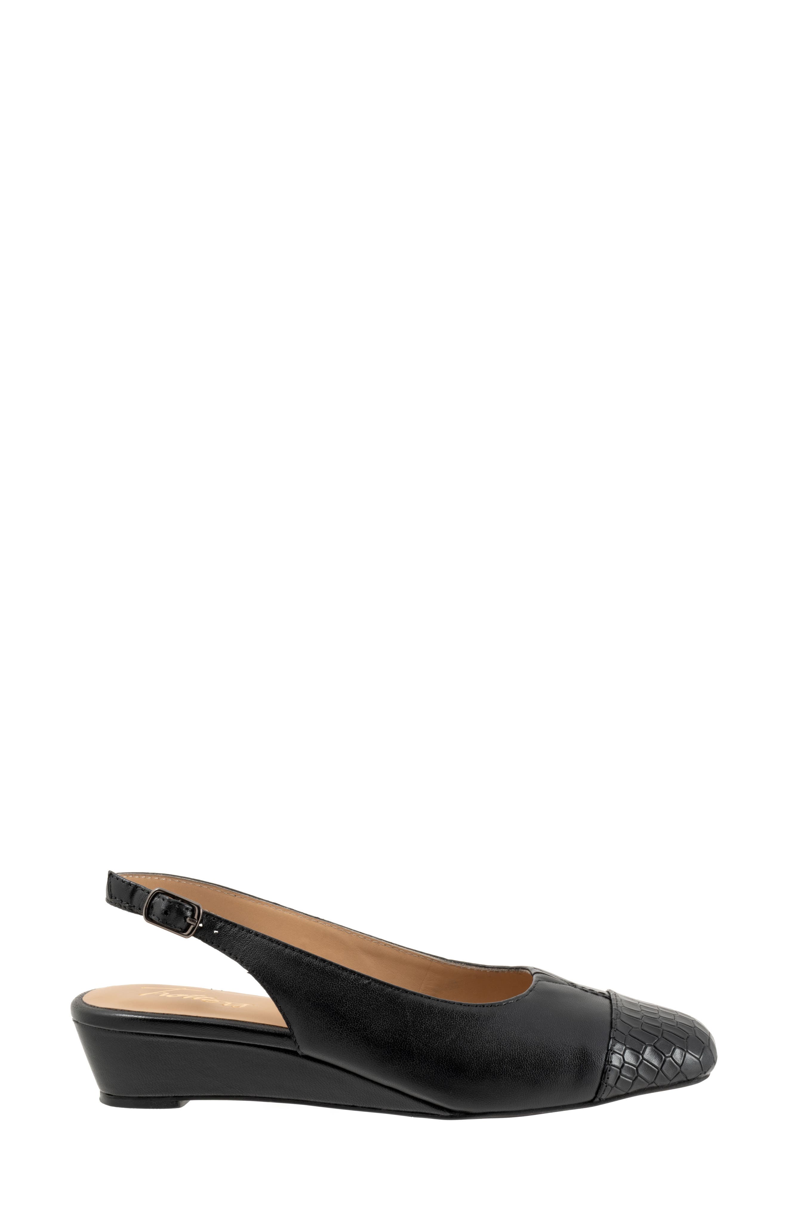 Dea Slingback Cap Toe Wedge Pump, Alternate, color, BLACK CROCO