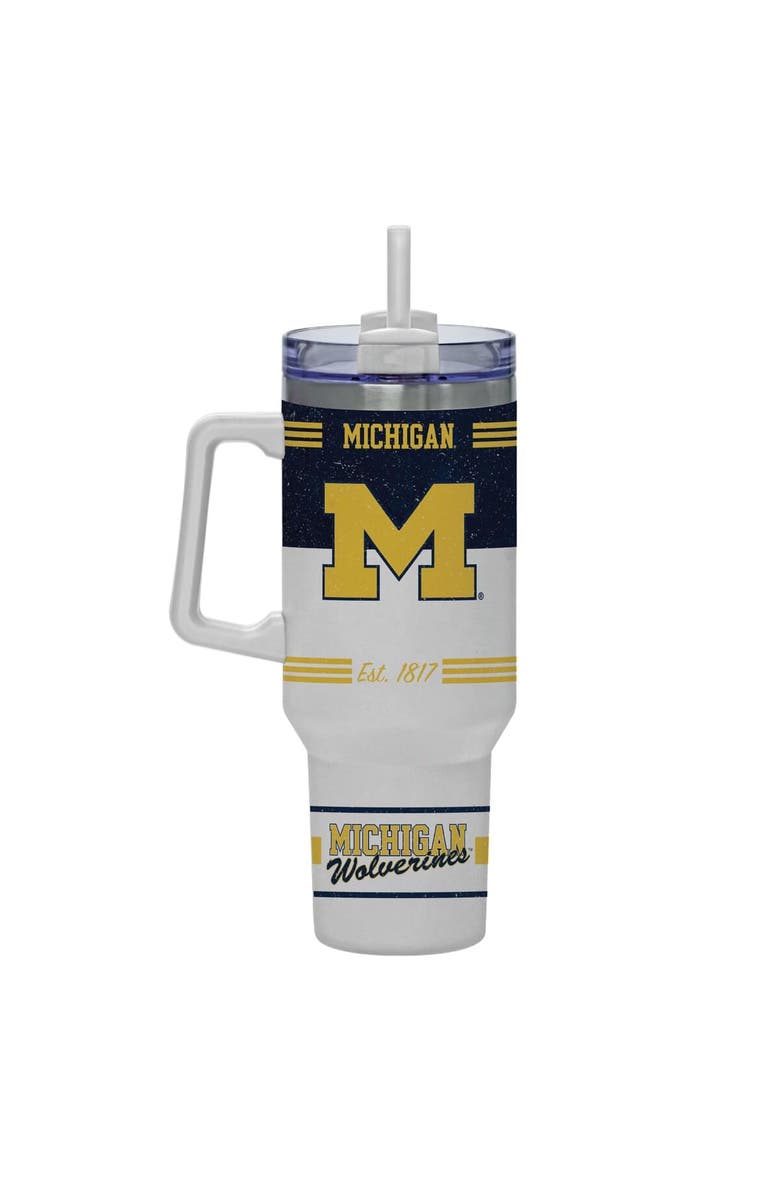 INDIGO FALLS Michigan Wolverines 40oz. Rocky Vintage Tumbler, Alternate, color, White