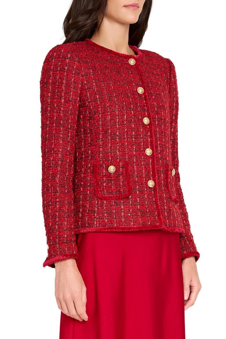 Bouclé Jacket, Alternate, color, RED MULTI