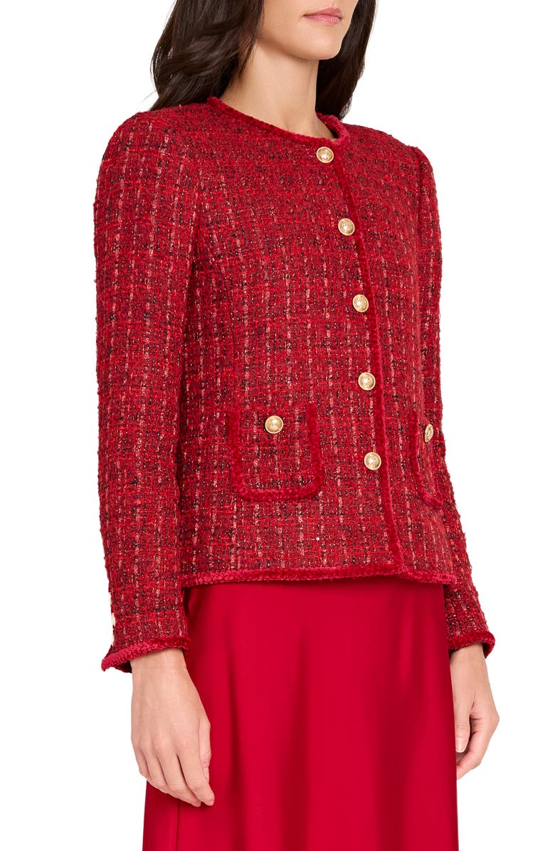 Tahari ASL Bouclé Jacket, Alternate, color, Red Multi