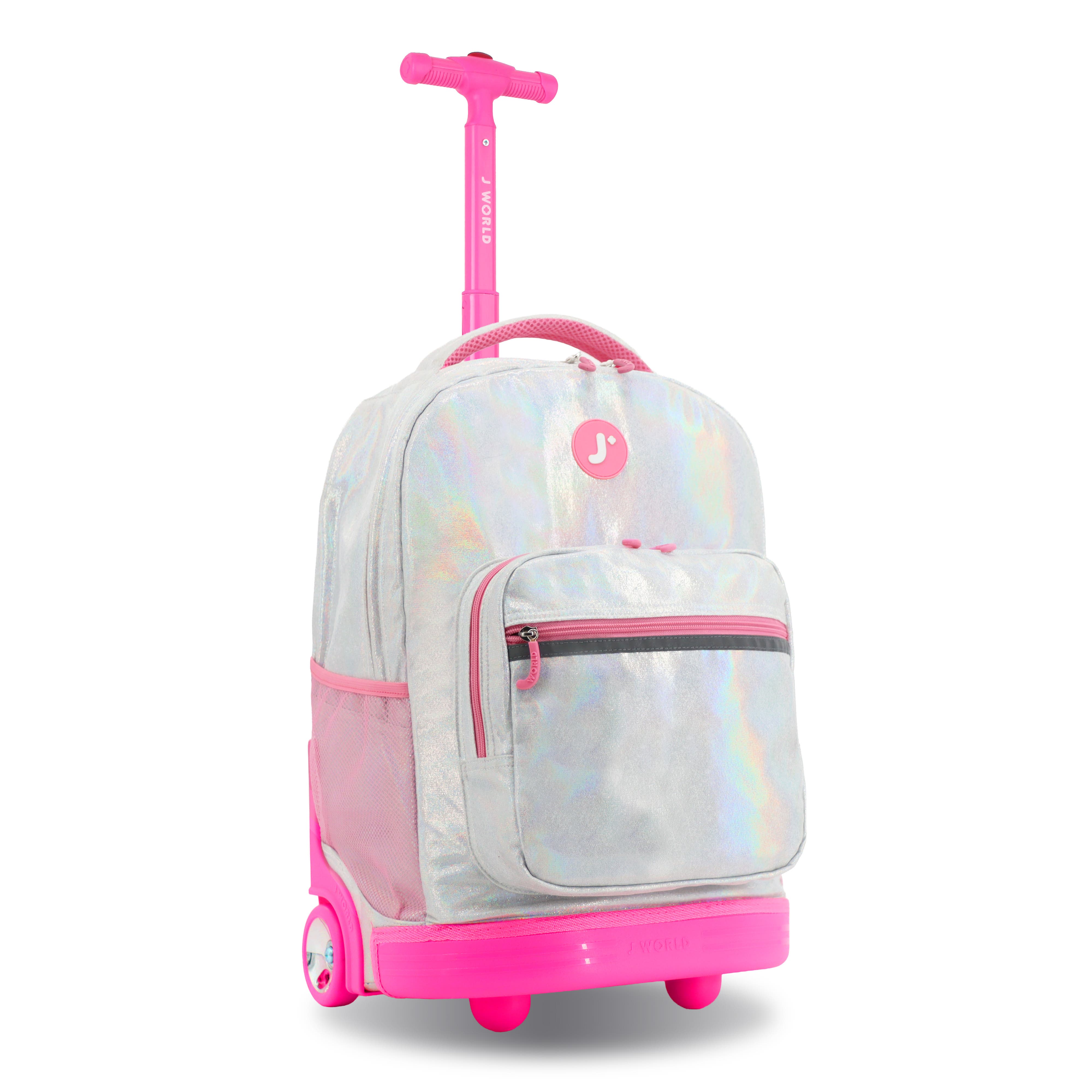Sunrise 18" Kids Rolling Backpack, Alternate, color, Metallic Silver