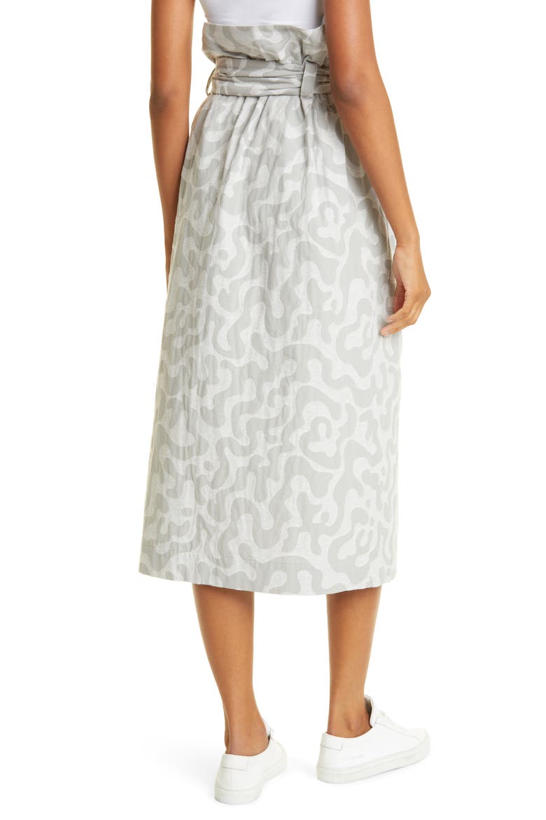 Kayleen Abstract Print Jacquard Organic Cotton Skirt, Alternate, color, GREY WHITE