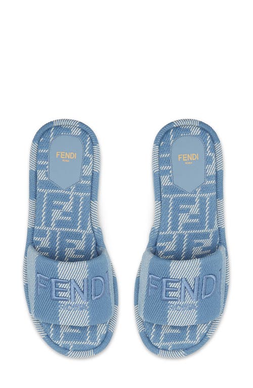 Shop Fendi Flatform Platform Slide Sandal In F1std Bianco Blu Ceruleo