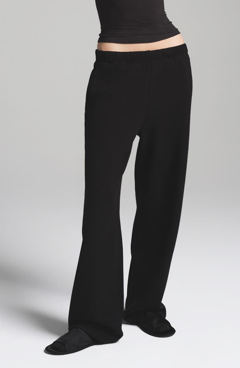 SKIMS Cotton Fleece Blend Classic Straight Leg Pants, Main, color, Onyx