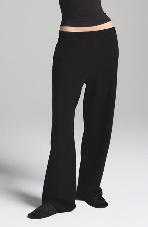 Cotton Fleece Blend Classic Straight Leg Pants (Regular & Plus)
