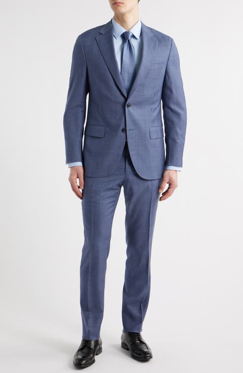 Hartford Classic Fit Blue Glen Check Wool Suit (Regular & Big)