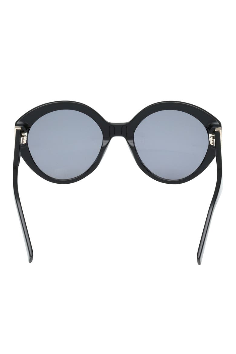 54mm Round Sunglasses, Alternate, color, SHINY BLACK / SMOKE