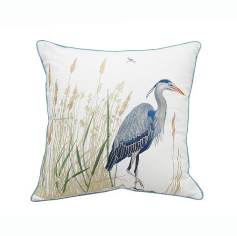 Blue Heron & Saltmarsh Indoor/Outdoor Accent Throw Pillow