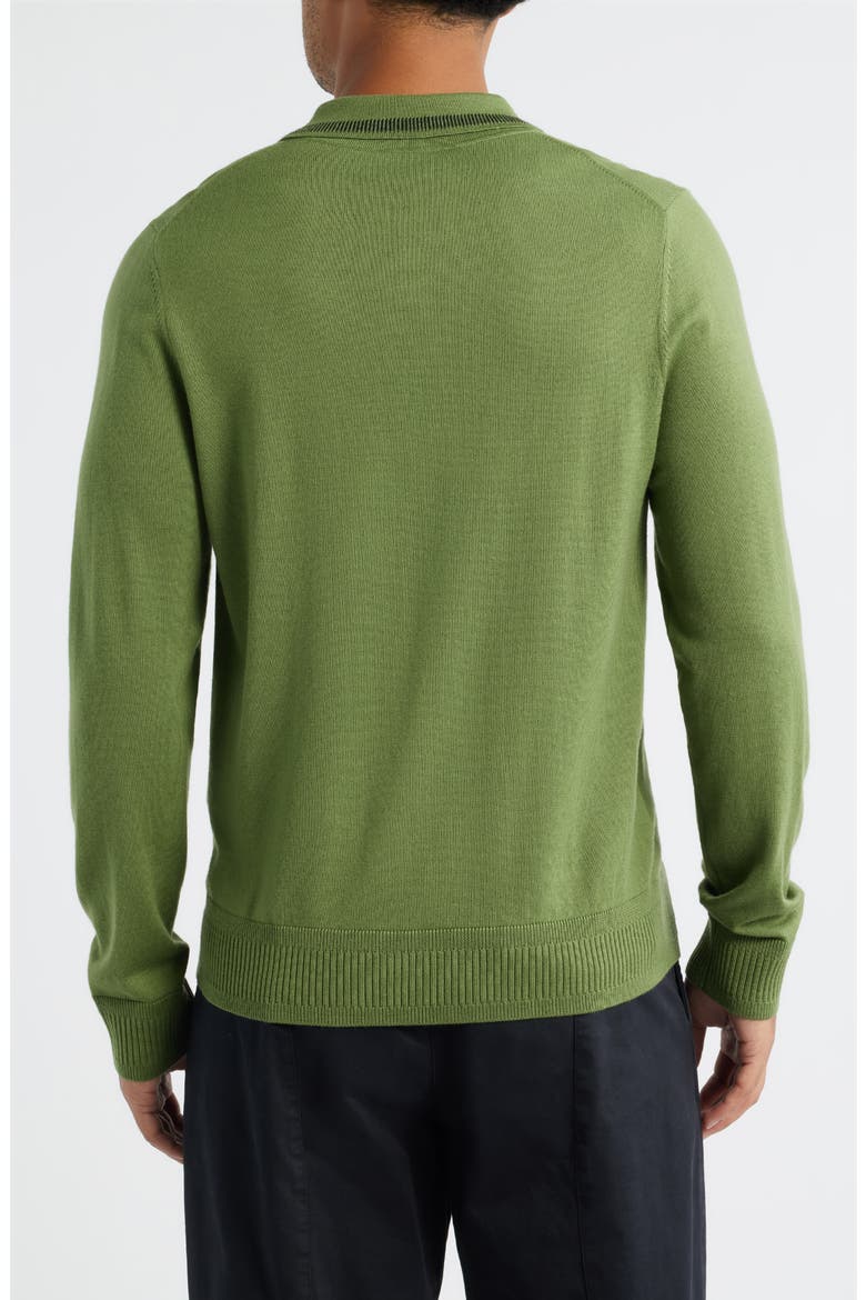 Long Sleeve Tipped Wool Polo Sweater, Alternate, color, GREEN