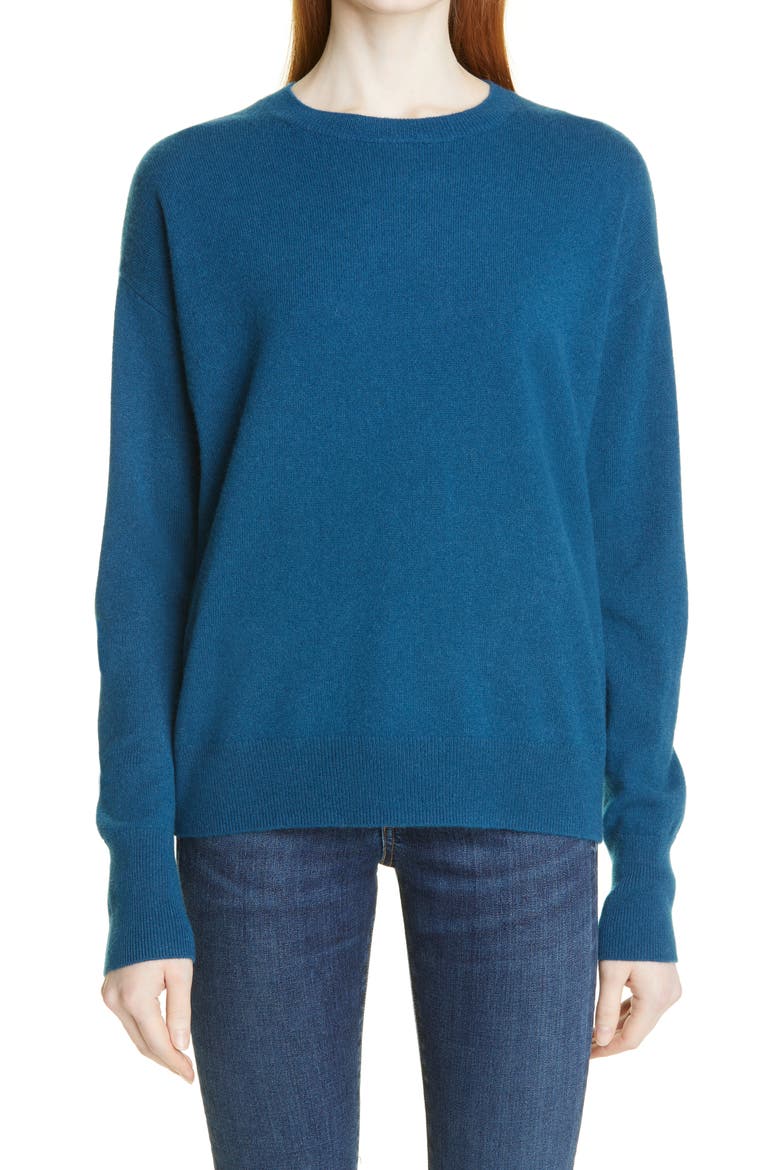 Cashmere Crewneck Pullover, Main, color, BLUE LEGION