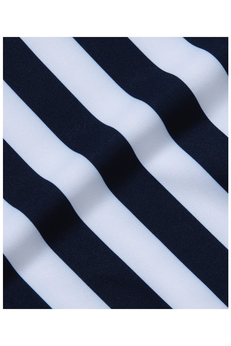 Girls Graphic Mock Neck UPF 50 Sun Protection Rash Guard, Alternate, color, Deep Sea Navy Stripes