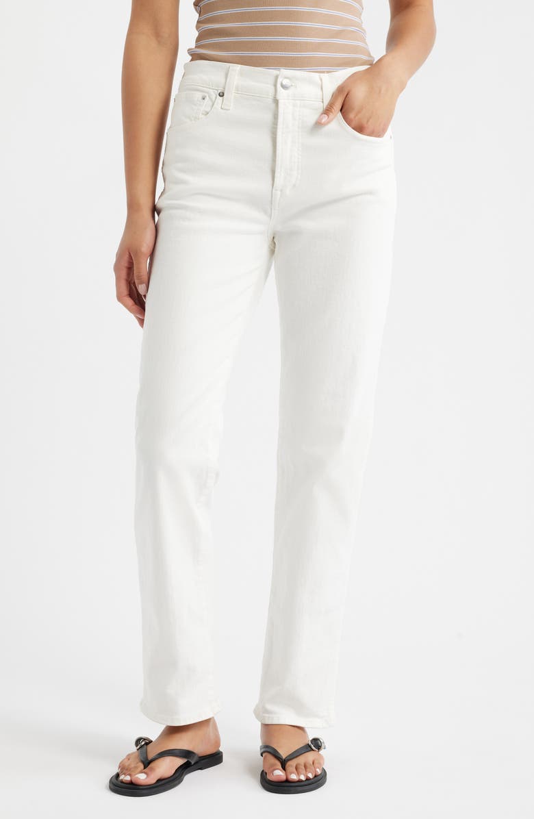 Madewell Longline Straight Leg Jeans, Main, color, Tile White