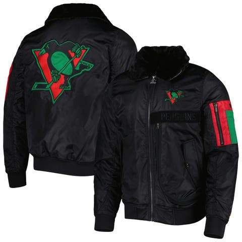 Men's Starter x Ty Mopkins Black Pittsburgh Penguins Black History Month Varsity Full-Zip Jacket