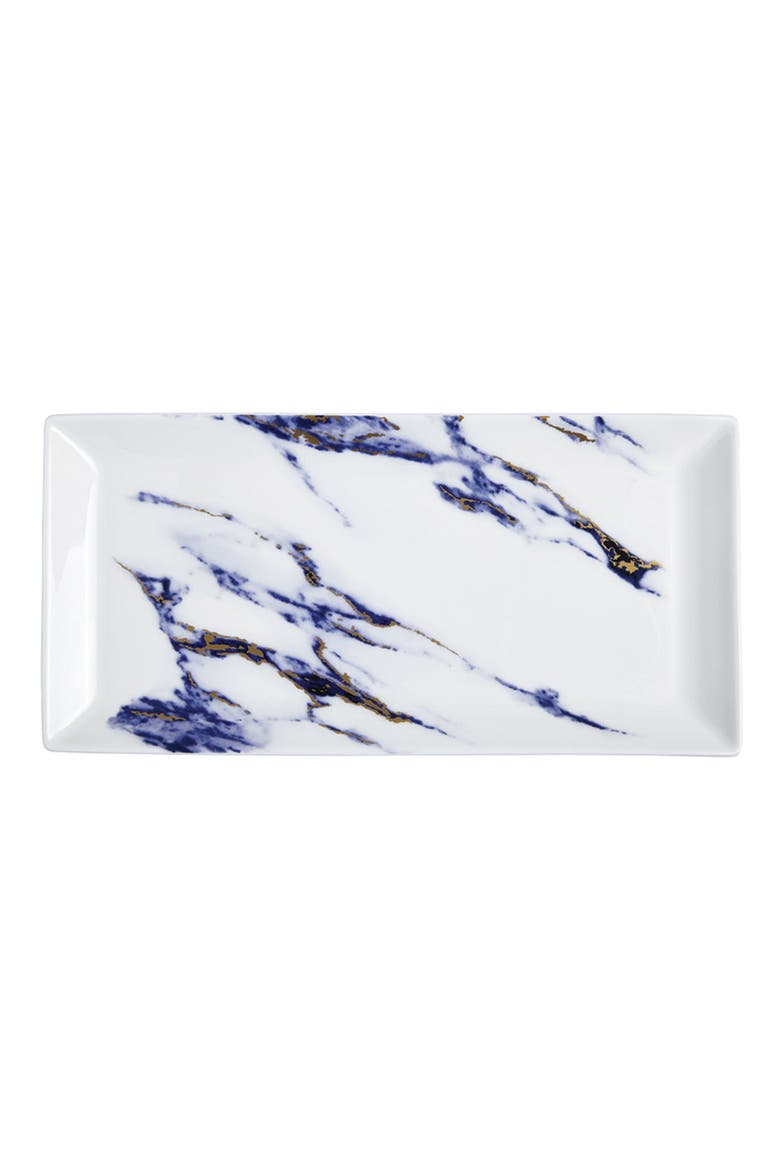 Marble Azure 13 Inch Sandwich/ Cake Tray, Main, color, White