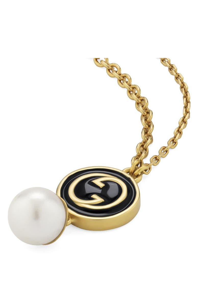 Gucci Interlocking-G & Imitation Pearl Pendant Necklace, Alternate, color,
