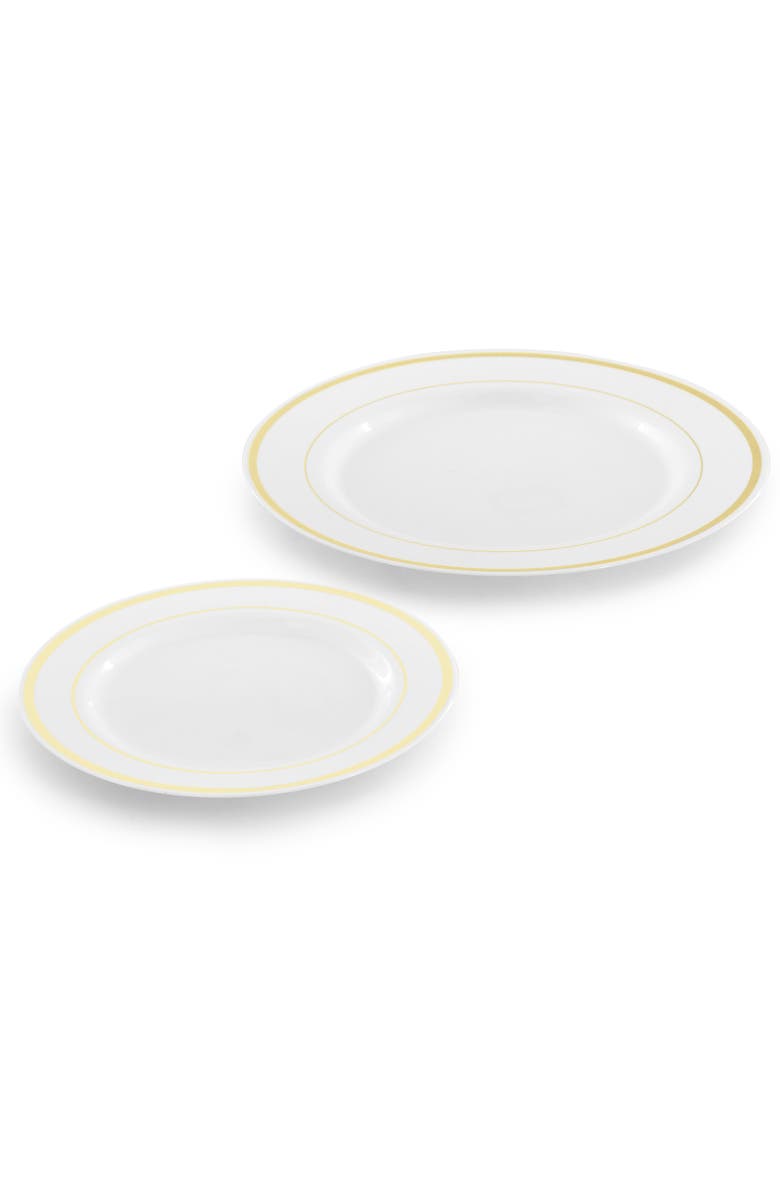Elama 150 Piece Disposable Plastic Dinnerware Party Set, Alternate, color, Gold