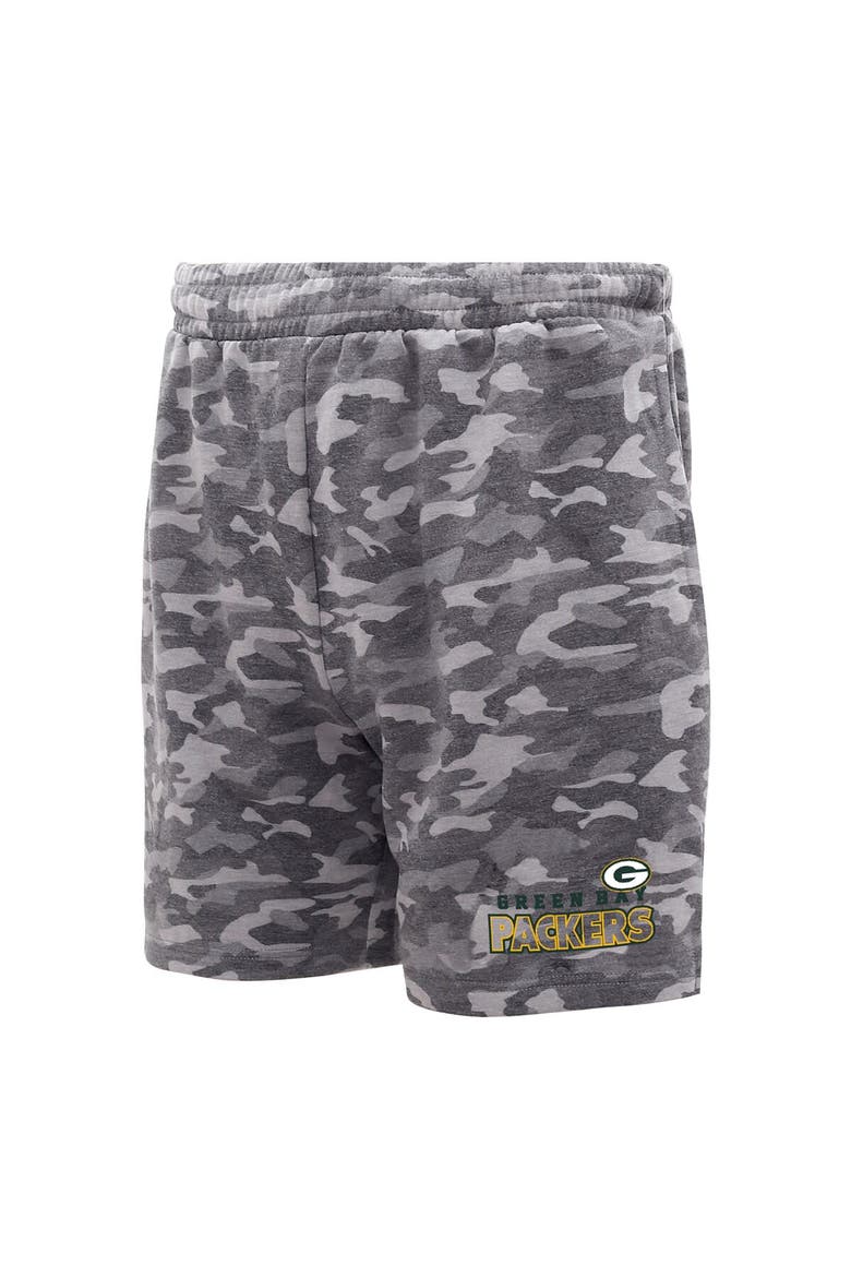 Men's Concepts Sport  Charcoal Green Bay Packers Biscayne Camo Shorts, Main, color, Charcoal