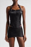 KIM SHUI Satin Halter Bustier Top