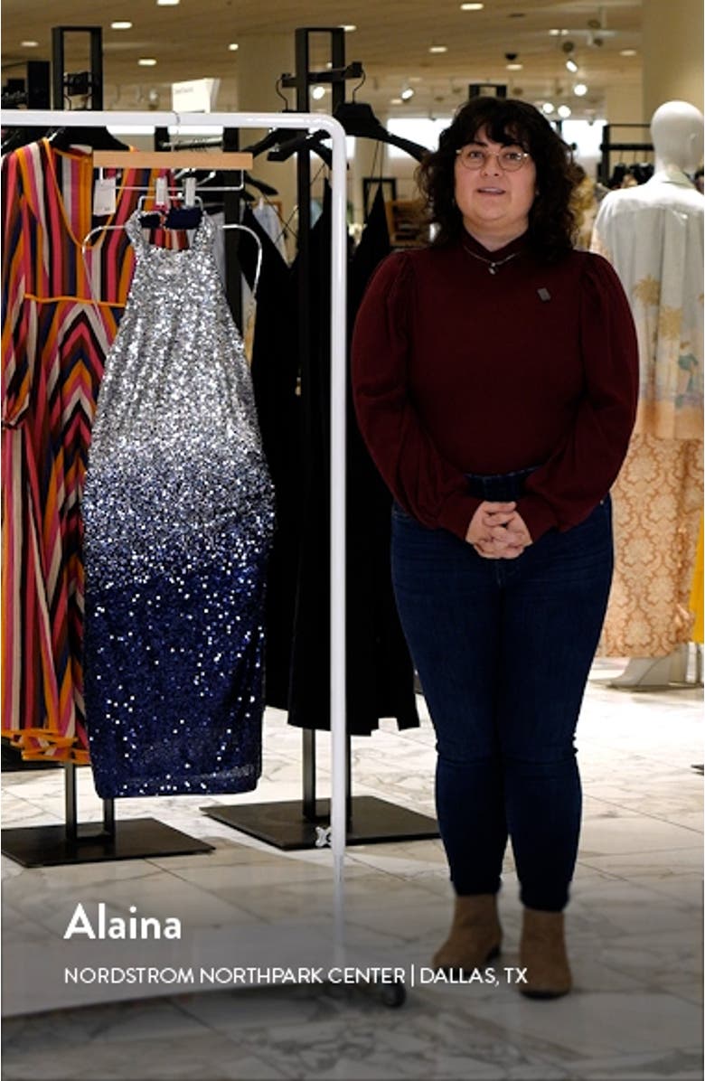 Ombré Sequin Halter Neck Cocktail Minidress, sales video thumbnail