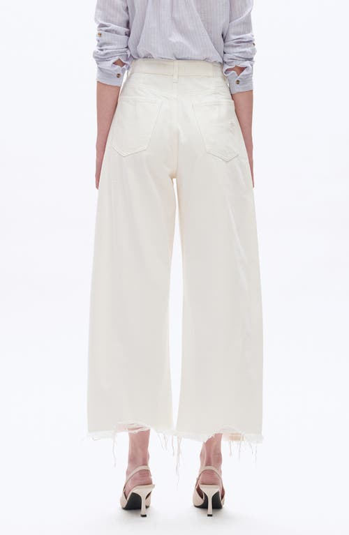 Bayeas Frayed Super High Waist Barrel Jeans In White