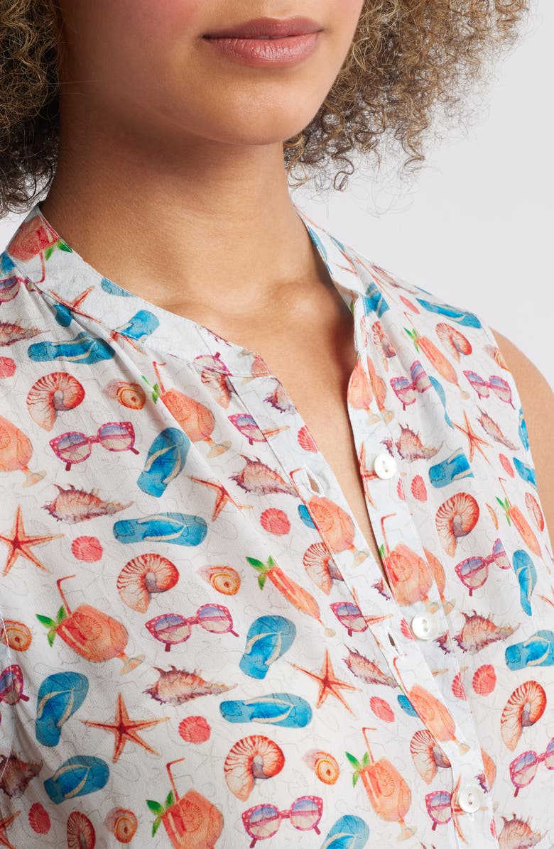 APNY Print Button-Up Sleeveless Top, Alternate, color, Pastel Grey Multi