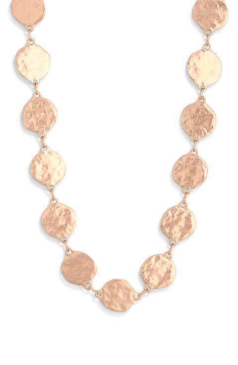 Hammered Disc Long Necklace
