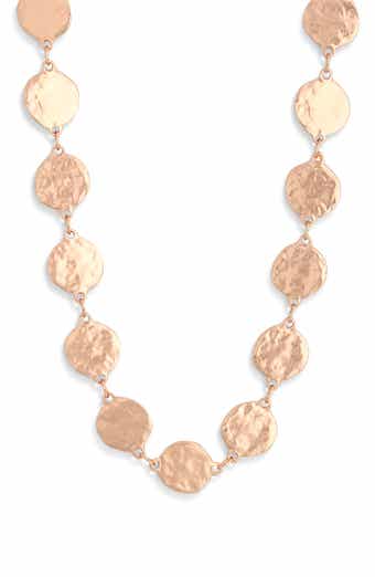 Hammered Disc Long Necklace